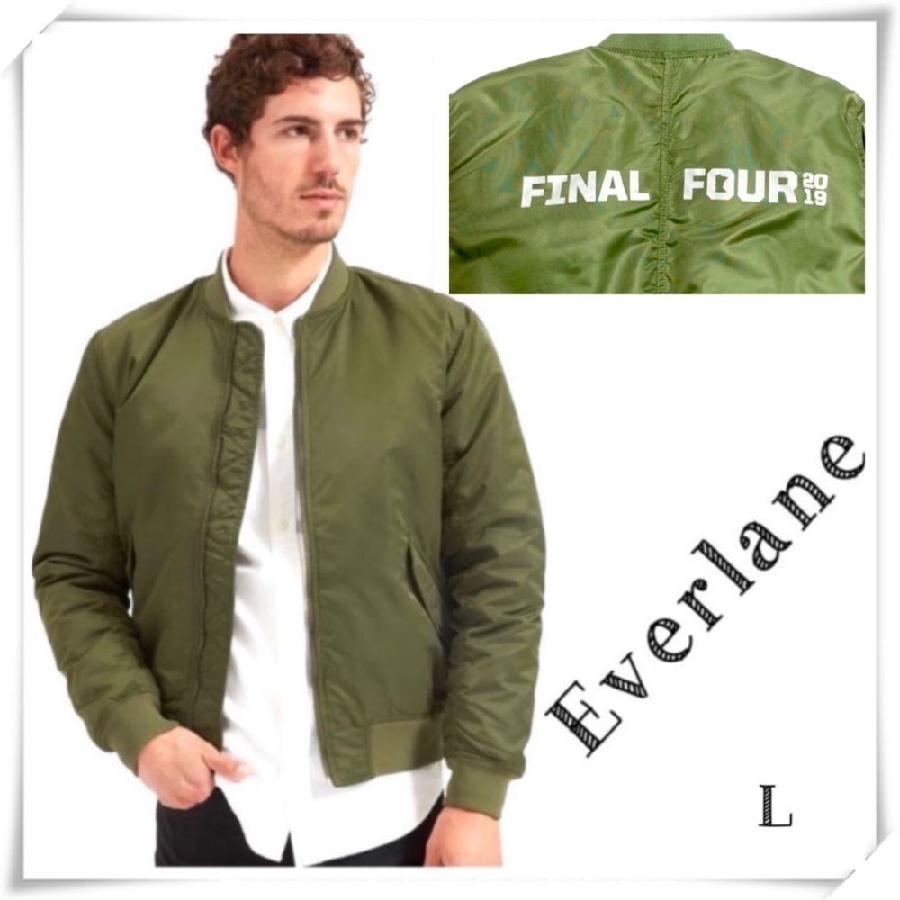 EVERLANE Final Four 2019 Zip up Classic Bomber Jacket in Army Green Size L